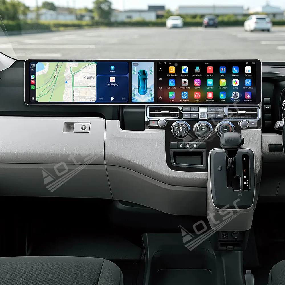 Triple Screen Android Radio For TOYOTA Hiace 2019~2026 Car Stereo CarPlay Android Auto Navigation Multimedia Player Head Unit