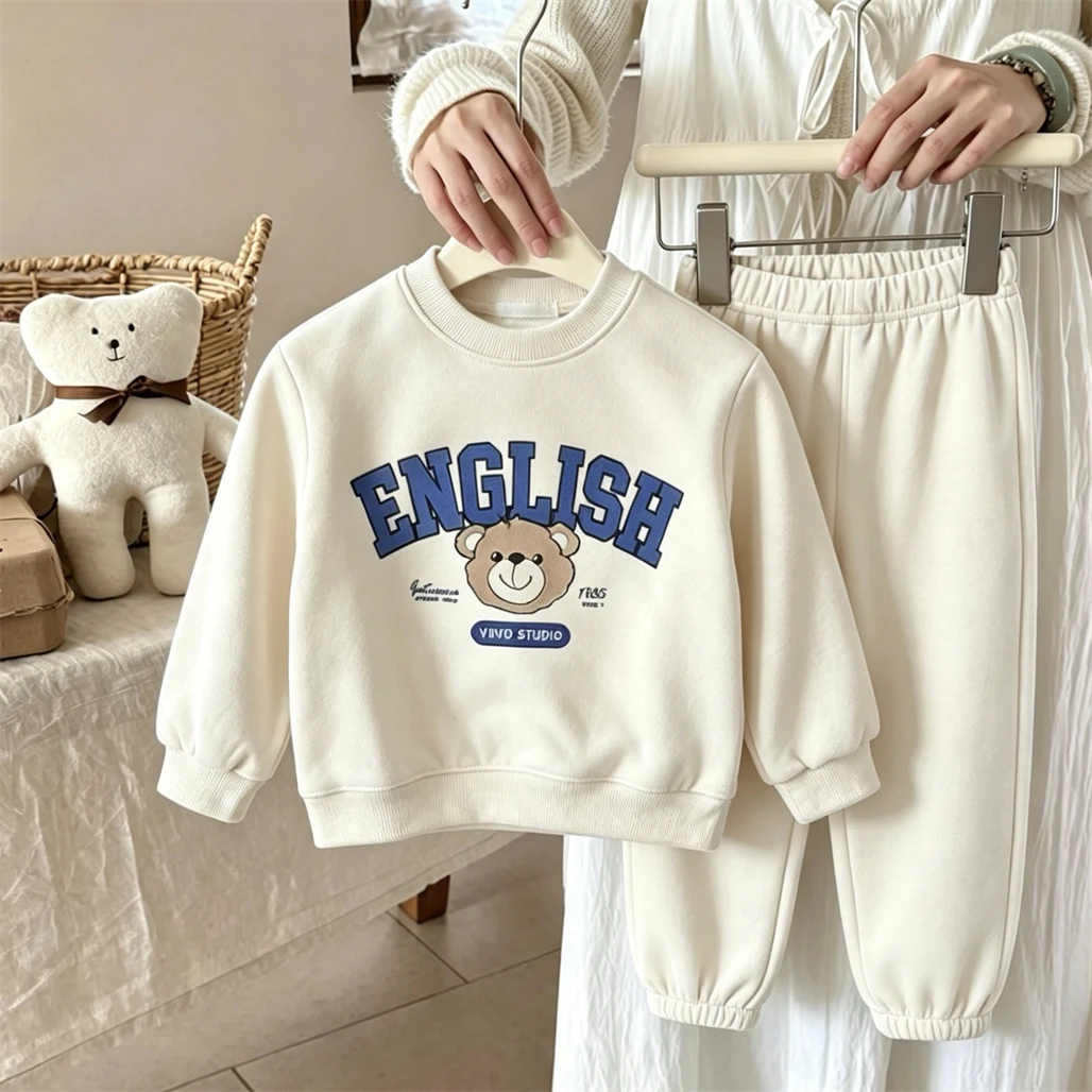 Printed Sweatshirts+Pants 2pcs Infant Long-sleeved Suits Outer Wear Round Neck Hoodie Loose Pants Baby Autumn Clothes Outfits
