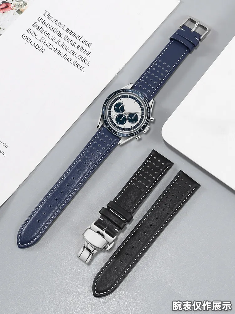 

For Omega Superb Series 311.32.40 Panda Eye CK2998 Superb Lunar Leather Watch Band 19m