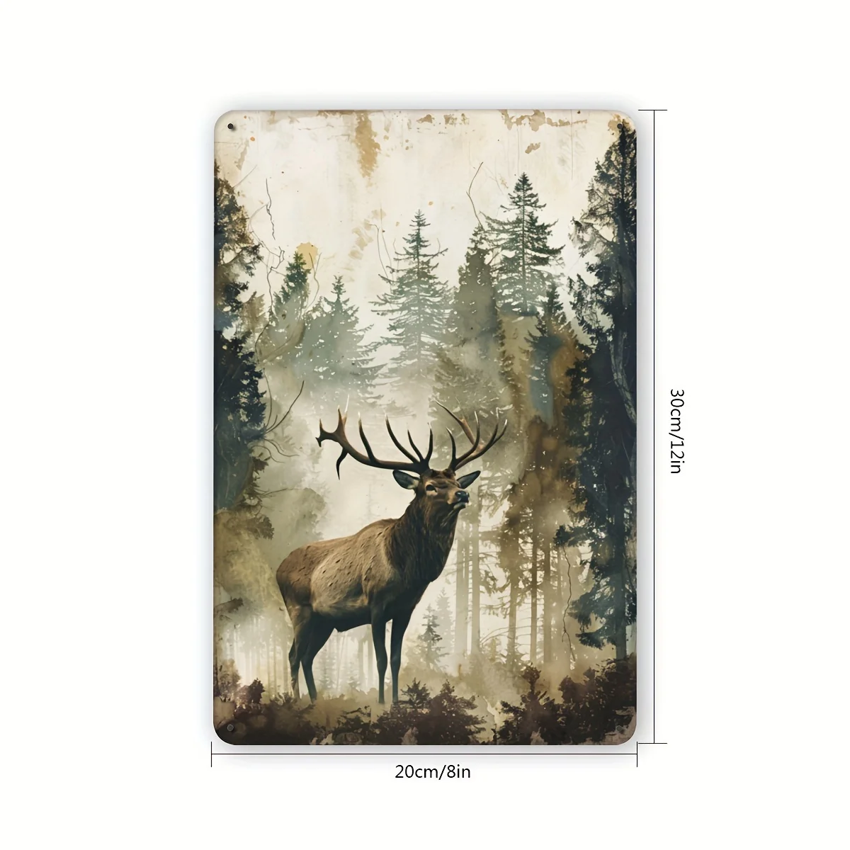 Vintage Metal Tin Sign Featuring a Moose in a Misty Forest, Fun Animal Wall Art Decoration for Gyms, Bars, Cafes, Garages, Res