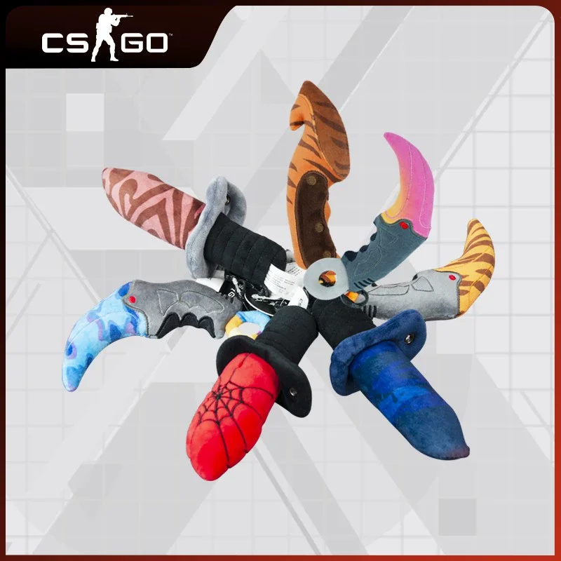 Game CSGO Mini Claw Knife Plush Doll Keychain Gradient Pendant Keyring Toy Fan Collection Gifts