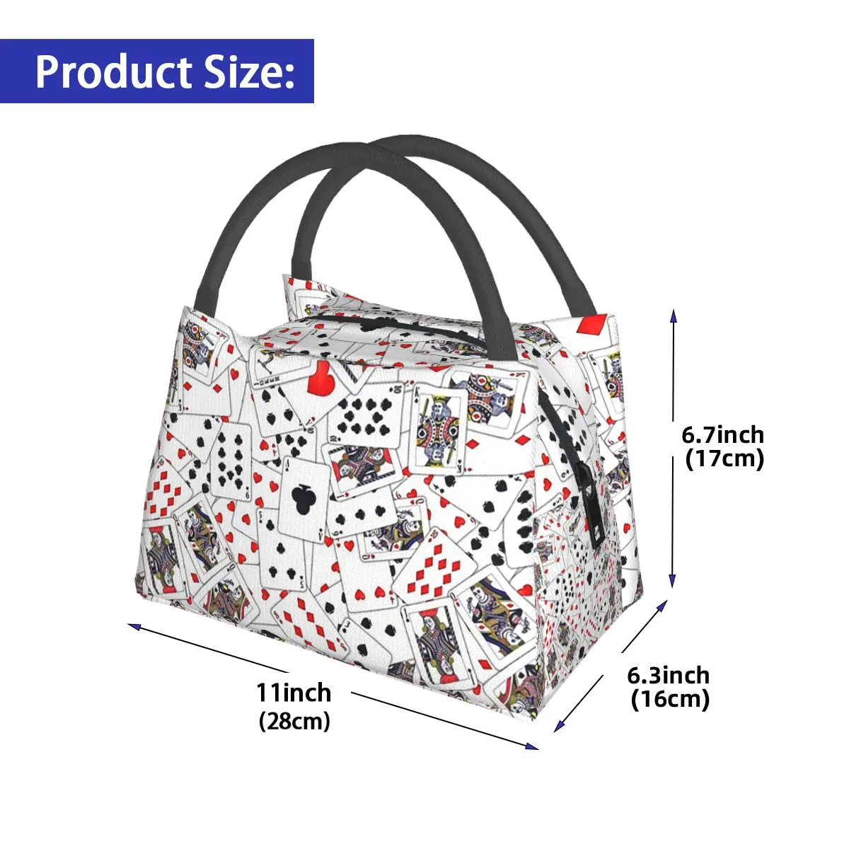Playing Cards Insulated Lunch Bag for Women Children Leakproof Food Boxes Thermal Lunch Box Tote