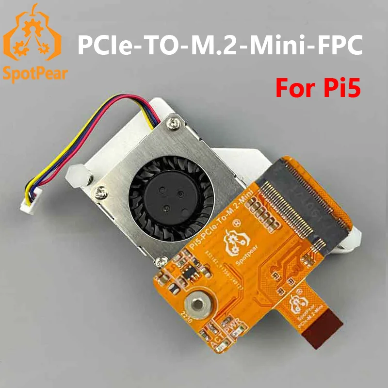 

Raspberry Pi 5 PCIe to M.2 NVMe SSD With Active Cooler Fan option Integrated-FPC & Differential Matching Design Pi5-PCIe-2230