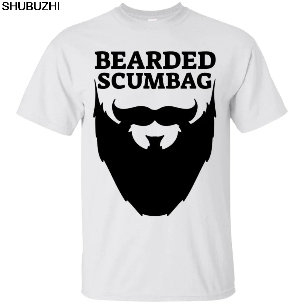 cotton Short Sleeve O-Neck Bearded Scumbag T-Shirt Funny Beard Quote Men Unisex Graphic Sh Cotton Tee Shirt