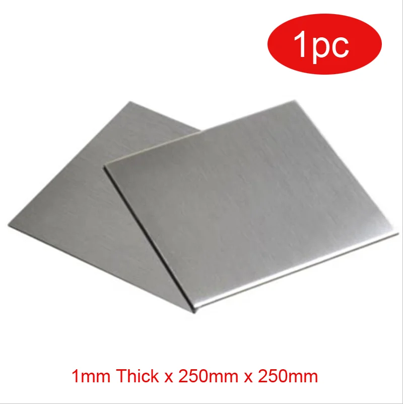 1PC 316L Stainless Steel Plate Sheet Shear Cut 1mm Thick x 250mm x 250mm