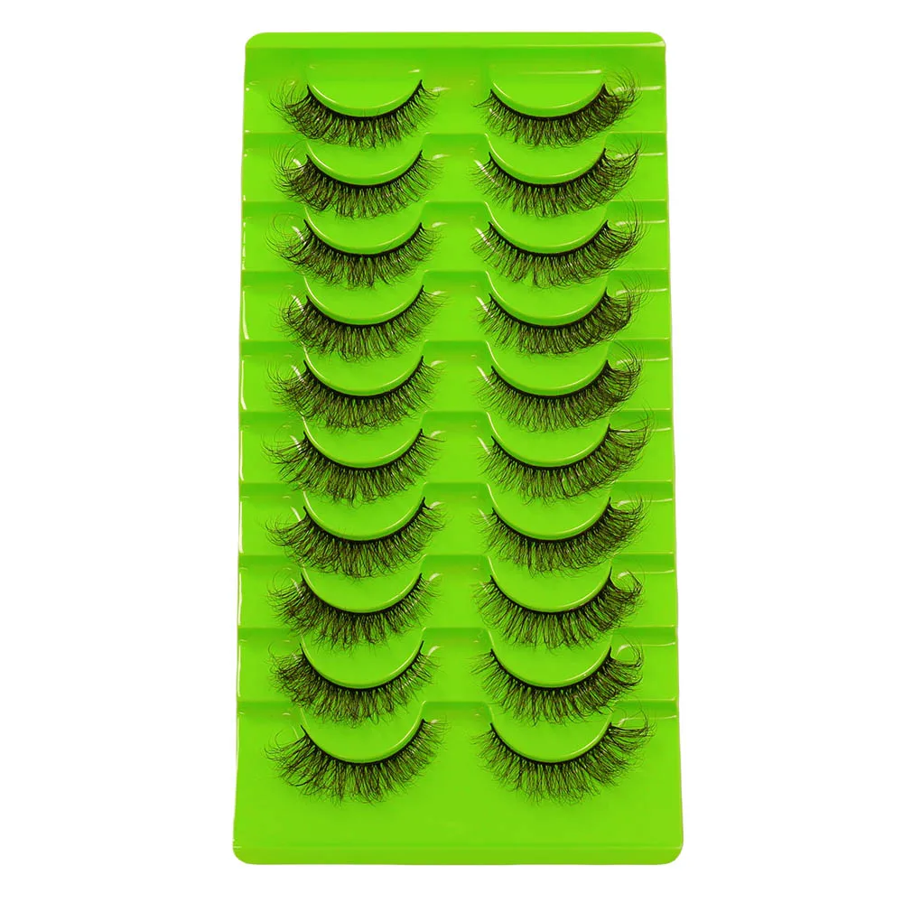 新しい 6D まつげメイクアップまつげ 10 組、柔らかくふわふわのまつげ、手動で再利用できるつけまつげ、ショート ナチュラ