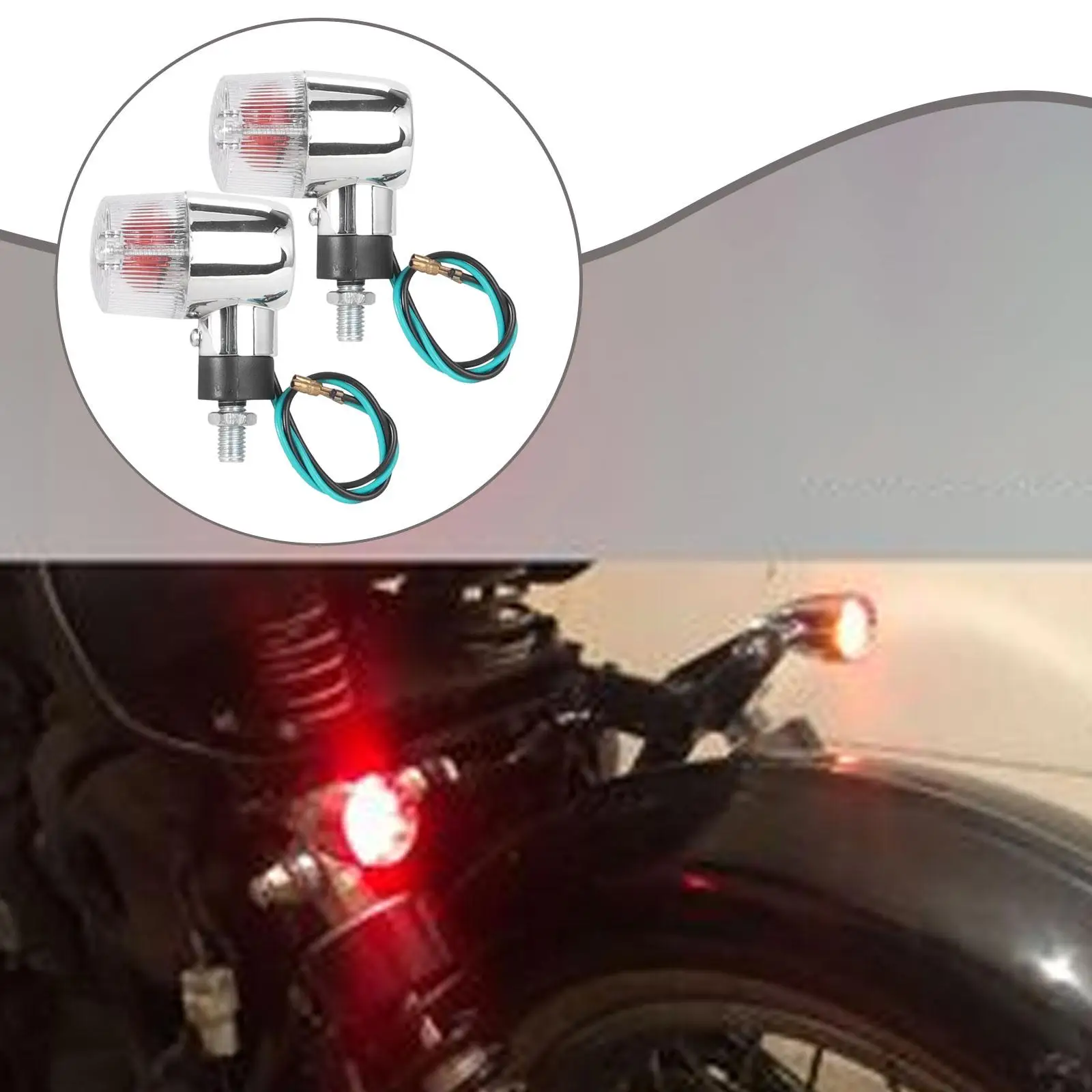 

Retro Mini LED Turn Signals Light Low Power Motorcycle Indicator Lamps Universal 12V for Street Bike Modification