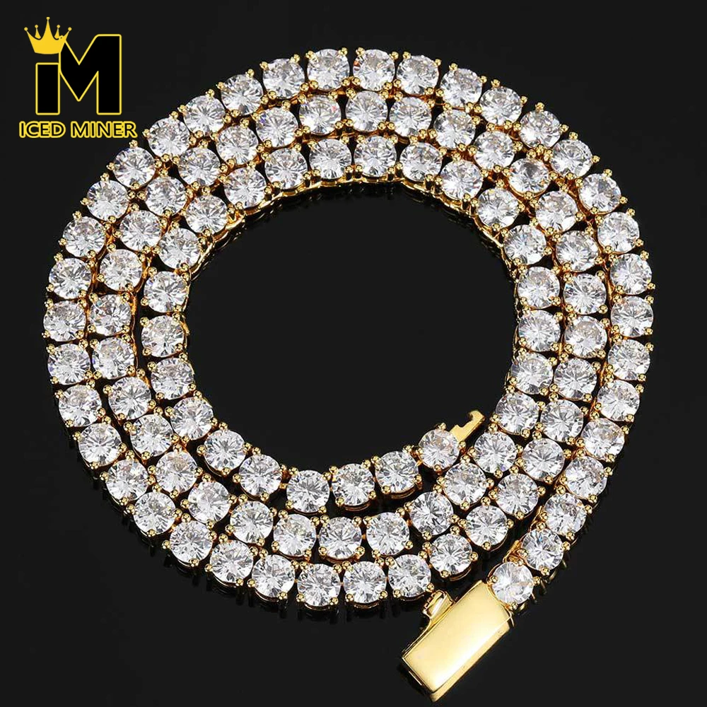 Box Glasp 3/4/5mm Iced Out Tennis Chain Necklaces for Men Women Zircon Hip Hop Chain Jewelry Free Shipping