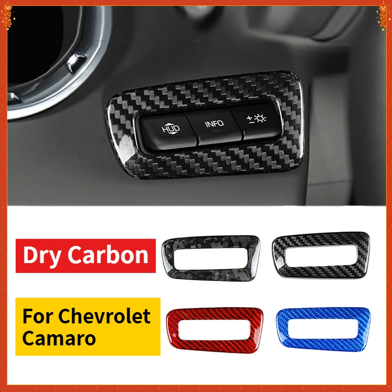 

Для Chevrolet Camaro настоящая сухая углеродное волокно, переключатель дисплея, рамка 2015-2024, аксессуары для модификации интерьера