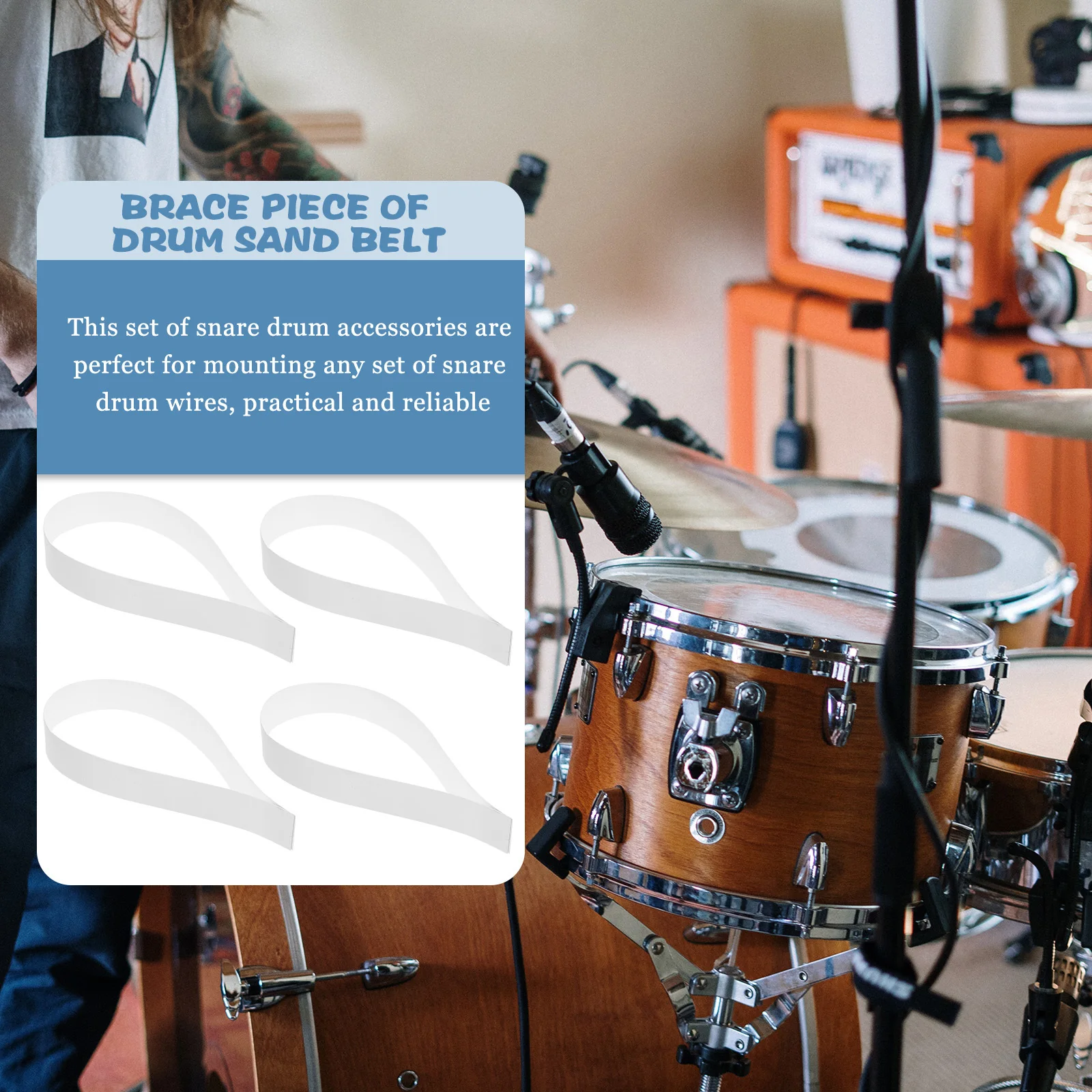 

6pcs Snare Straps Pet Material Wire Mounting For Stable Fixing Drum Accessories Mounting Straps For Snare Drum