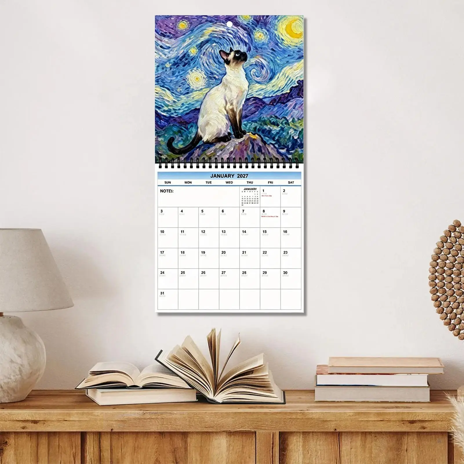 2027 Wall Calendar Schedule Management Planner Cat Theme 12 Month Wall Planner For Dining Room Dorm Living Room Bedroom Study view 4