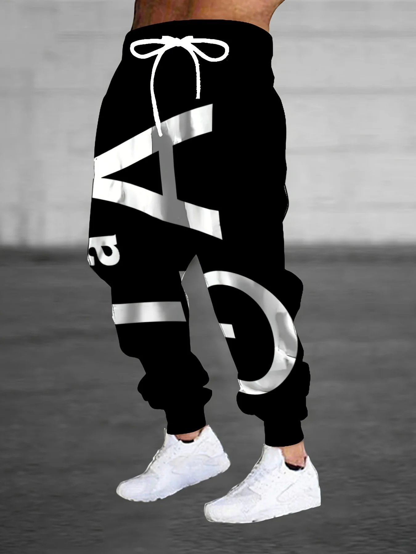 Heiß begehrte neue Herbst-Herrenmode: Modische, weiche und bequeme Hose mit Kordelzug und Buchstabenprint, Outdoor- und High-Street-Hose für die urbane Umgebung – Detail 6