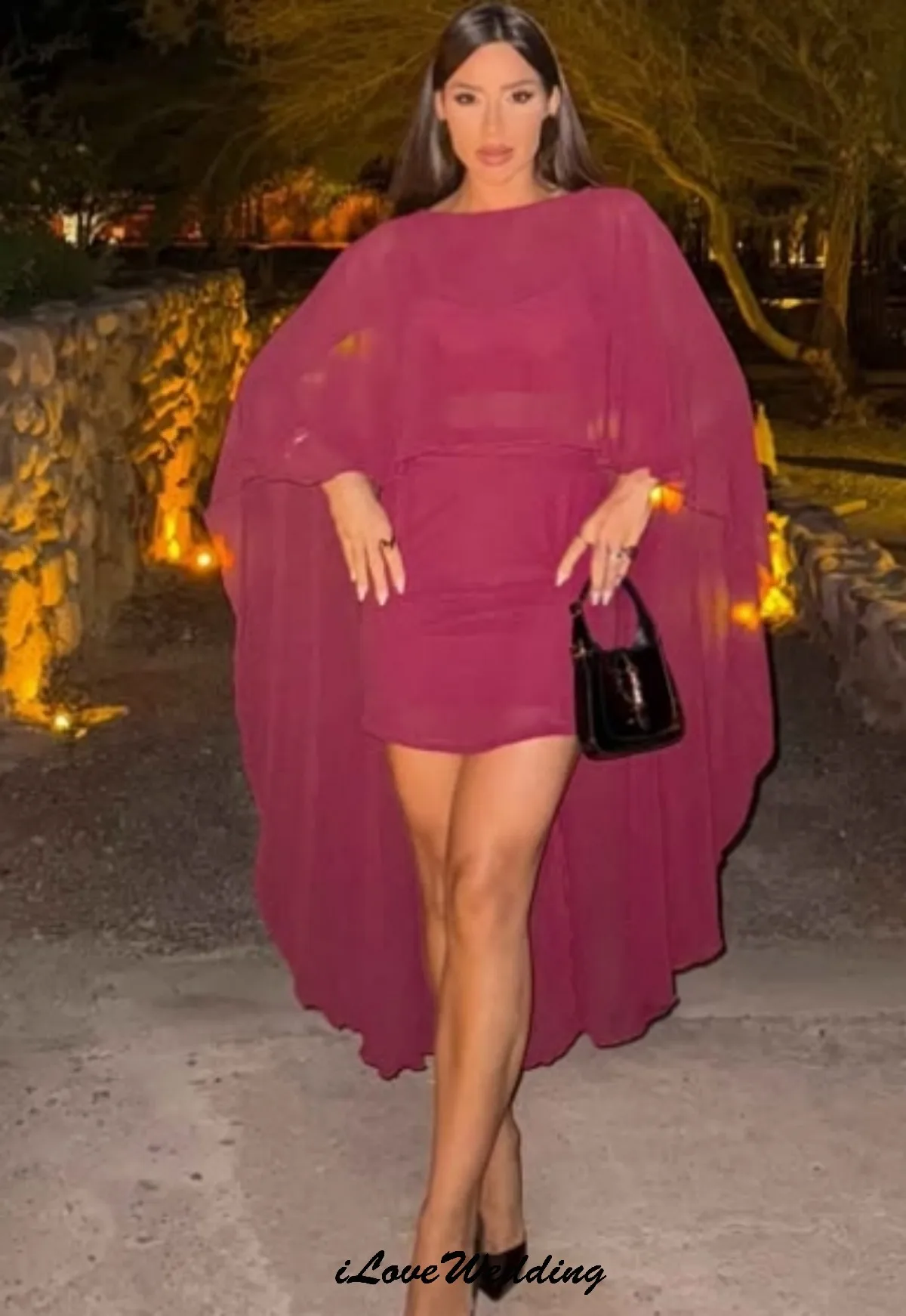 Burgundy Prom Dresses 2025 Formal Mini Length With Jacket Elegant Chiffon Wedding Party Dress For Woman Evening Dress Customized