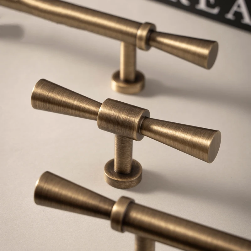 Antique Brass Furniture Pull Vintage Brass Drawer Knob Bronze Kitchen Cabinet Handles Copper Brass Cabinet T Bar Pulls