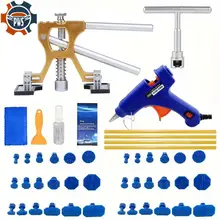 Kit de reparo de amassados de corpo pwsauto, extrator de amassados de carro com extrator de amassados dourado para remoção de amassados de corpo automático, amassados menores e remoção profunda de amassados