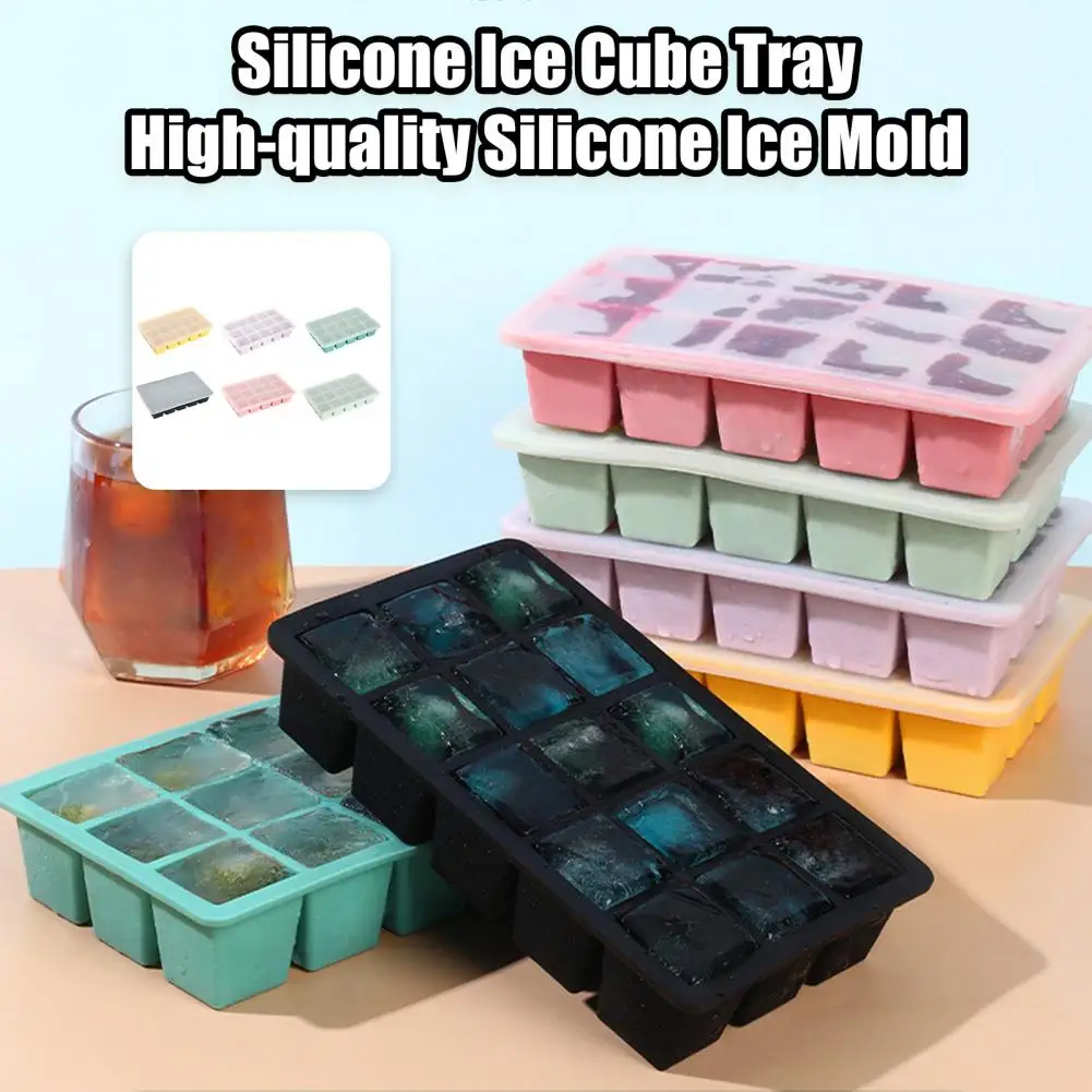 18.5*11.5cm Ice Cube Tray 15 Grids Silicone Ice Cube Mold Reusable Easy-Release Ice Making Mold Non-stick Candy Box For Home Bar