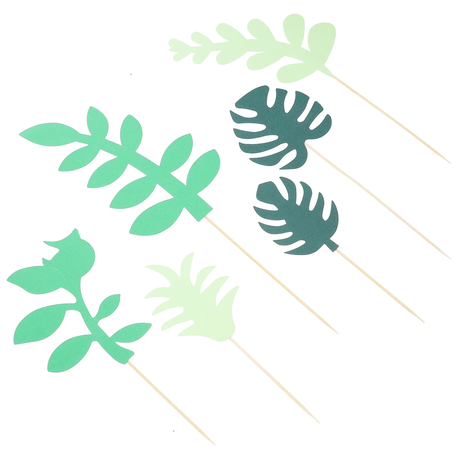 24 قطعة المكونات أوراق خضراء الاستوائية ورقة كعكة ديكور لحفل زفاف عيد ميلاد كعكة توبر كب كيك ديكور الخضرة إدراج