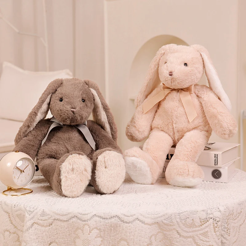 Long Ears Rabbit Plush Kawaii Animals Toys Stuffed Bunny Wear Bow Knot Soft Doll Cute Sleep Pillow Christmas Gift Cute Doll