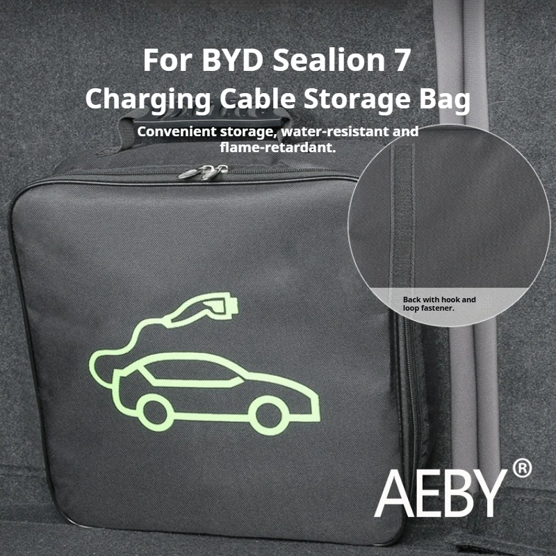 AEBY For BYD Sealion 7 2024 EV Charging Gun Case Waterproof Car Charging Cable Storage Bag, Portable Automotive Accessories