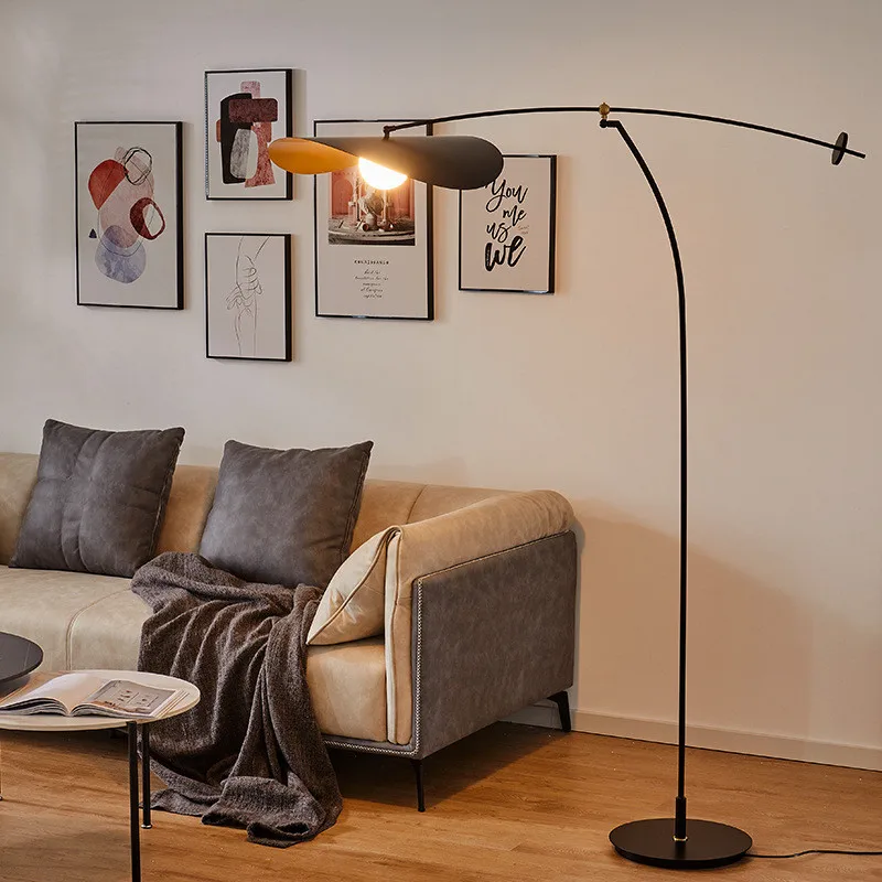 nordic creative leaf floor lamp braco longo led lampada de ferro ajustavel para leitura quarto sala de estar canto 02