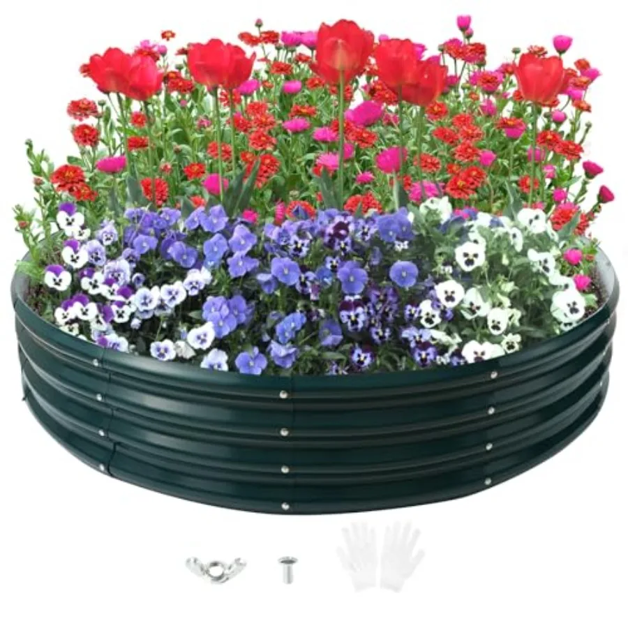 

Galvanized Raised Garden Bed for Gardening - 5x5x1ft Large Thickened Metal Planter Box Outdoor for Vegetables Flowers Herbs Abo