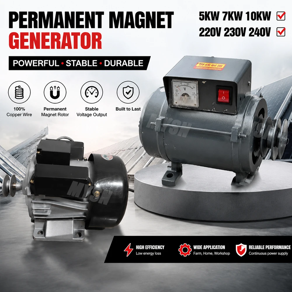 Power System 5000W Free Energy Generator Kit 7KW 10KW Permanent Magnet Generator 220V 230V 240V with 220V Motor Household Dynamo