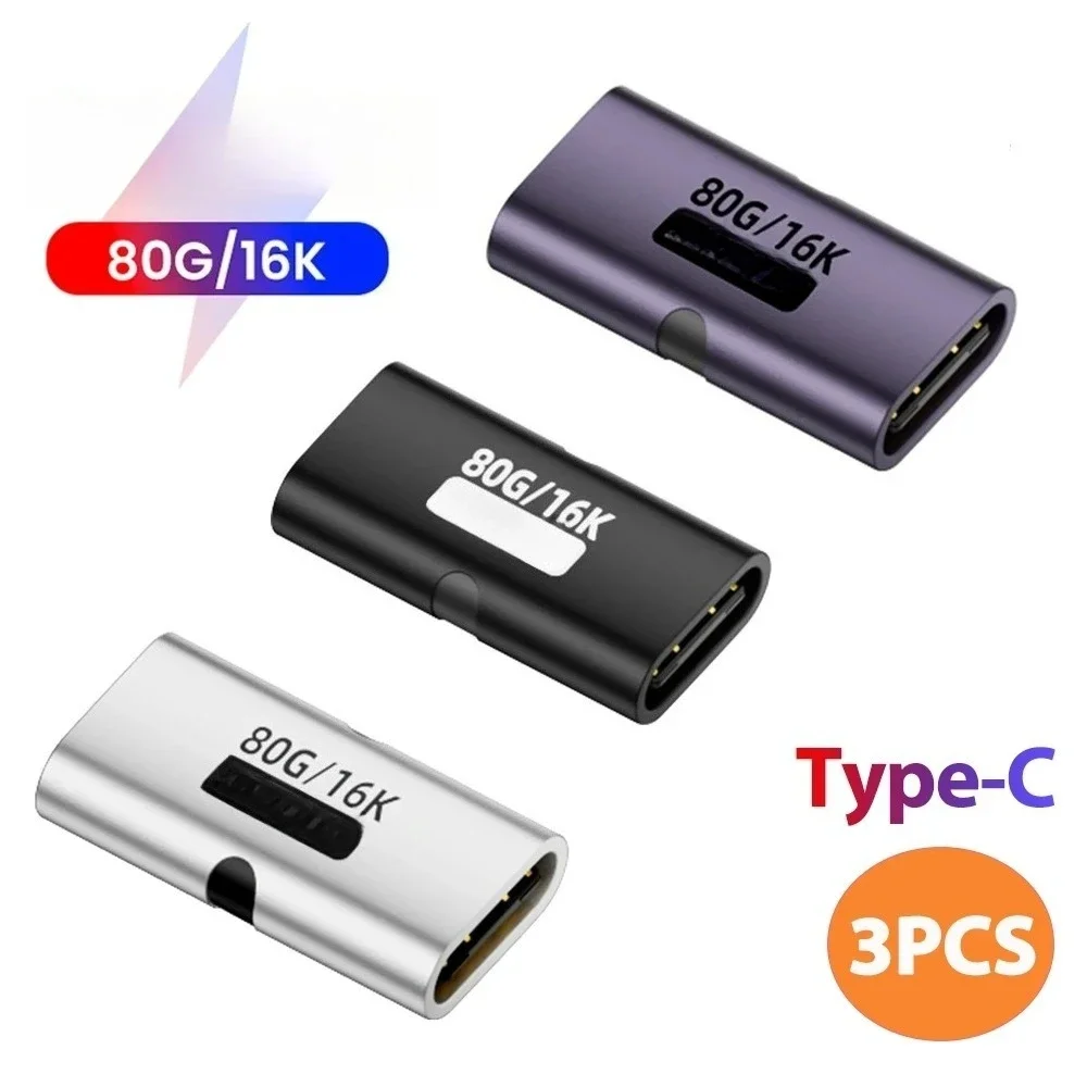 USB4 Type C Female to Female Converter 240W PD Quick Charge 80Gbps Data Transmission 8K@60Hz Video Extender Adapter for Notebook
