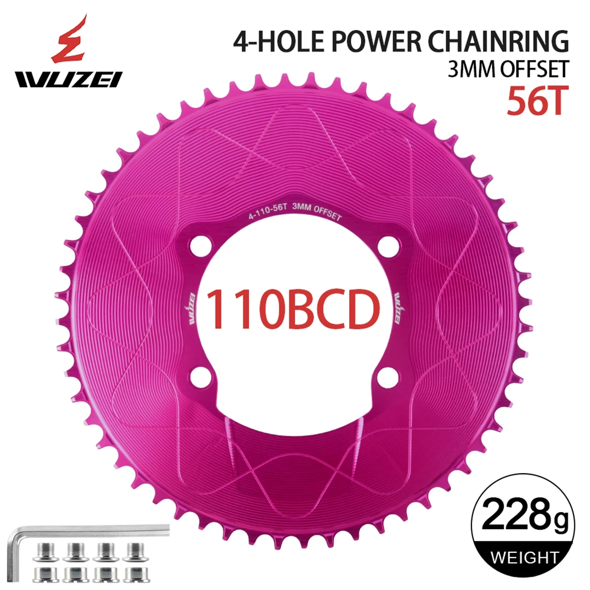 WUZEI 110BCD Rennrad Kettenblatt 8 9 10 11 12S Fahrrad Kettenblatt 40T 48T 58T Schmales breites Kettenrad für Shimano R7000 R8000 R9100