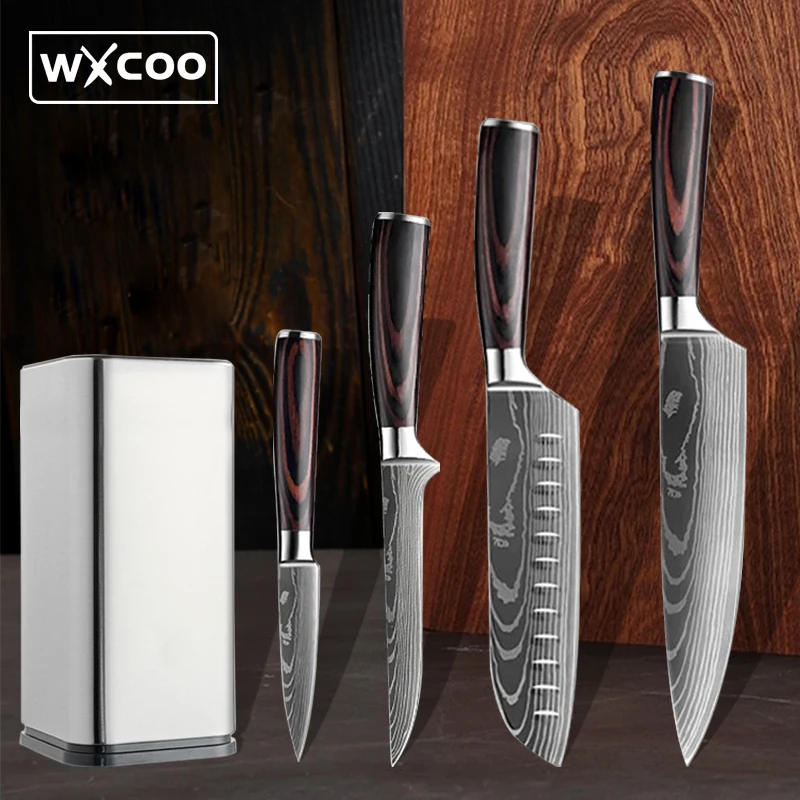 

Stainless Steel Professional Kitchen Knives High Carbon Fruit Knife Ultra Sharp Japanese Cooking Knives Set Chef Knife Holder