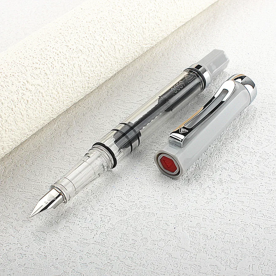 

3059 Piston Filling Fountain Pen Acrylic EF/F/ Nib with Silvery Clip Smooth Writing Office Gift Pen