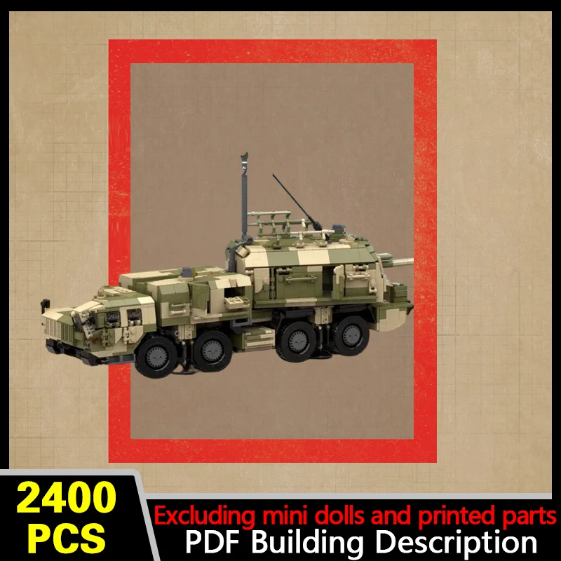 A-222 Self-Propelled Coastal Gun Model MOC Building Bricks War Equipment Modular Technology Gifts Holiday Assemble Children Toys