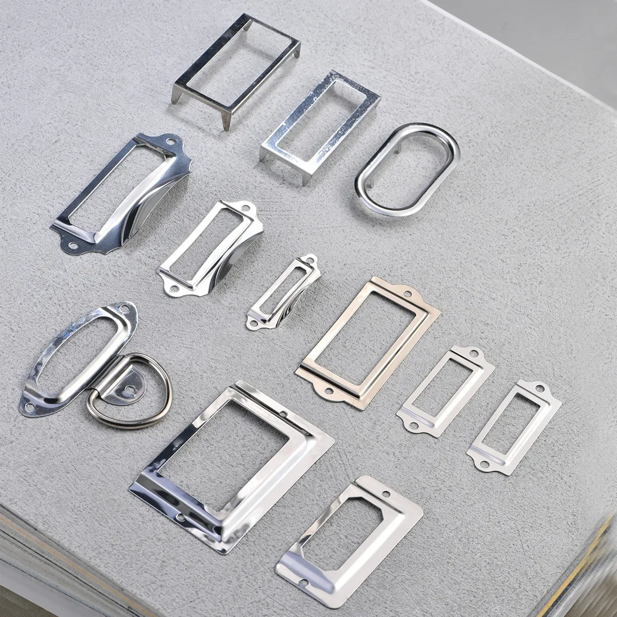 Stainless steel business card frame Stationery hardware accessories Storage box Label frame Business card holder