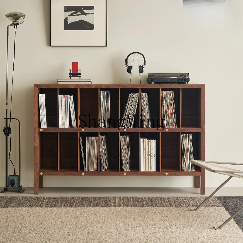 

ZYY Black Walnut Record Cabinet Home Shelf Vinyl Record Storage Locker
