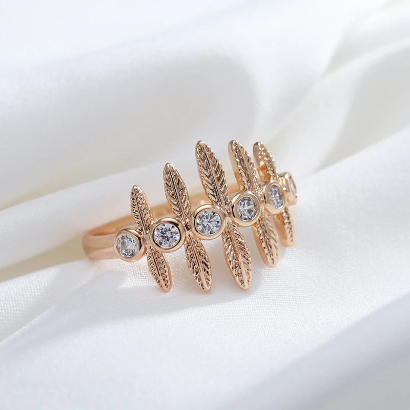 Kinel Hot 585 Rose Gold Color Vintage Ring for Women Unique Creative Natural Zircon Accessories Ethnic Bride Daily Fine jewelry image 3