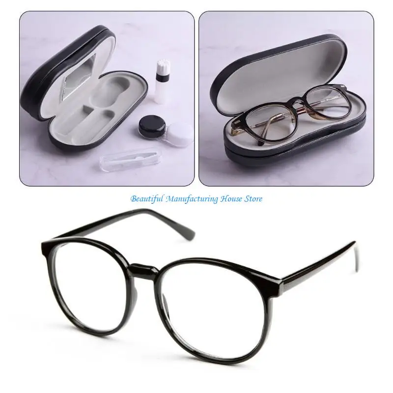 E56A Double Layered Soft Protective Lining Eyeglass Holder Eyewears Organizing Case