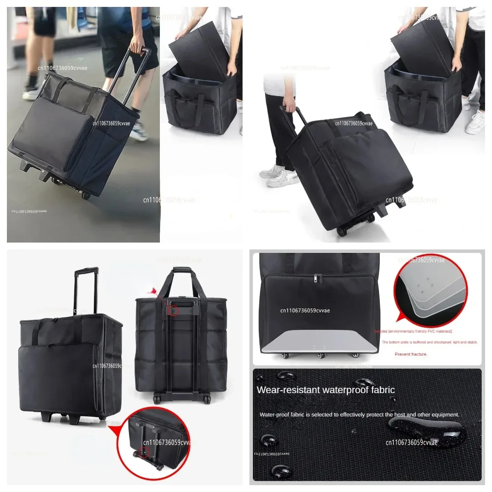 Desktop Host Organizer Bag with Wheels, 27 Inch Portable Zip Storage Bag for Esports Transport