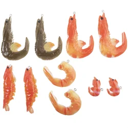 10Pcs Mixed Style Funny Simulation Shrimp Resin Charms Food Pendant Charms for Earring Necklace Keyring Diy Jewelry Accessories