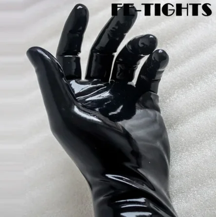 Black Unisex Latex Rubber Gloves Unisex Short Mittens Wrist Gloves Men\'s Fetish Costume Female Gloves