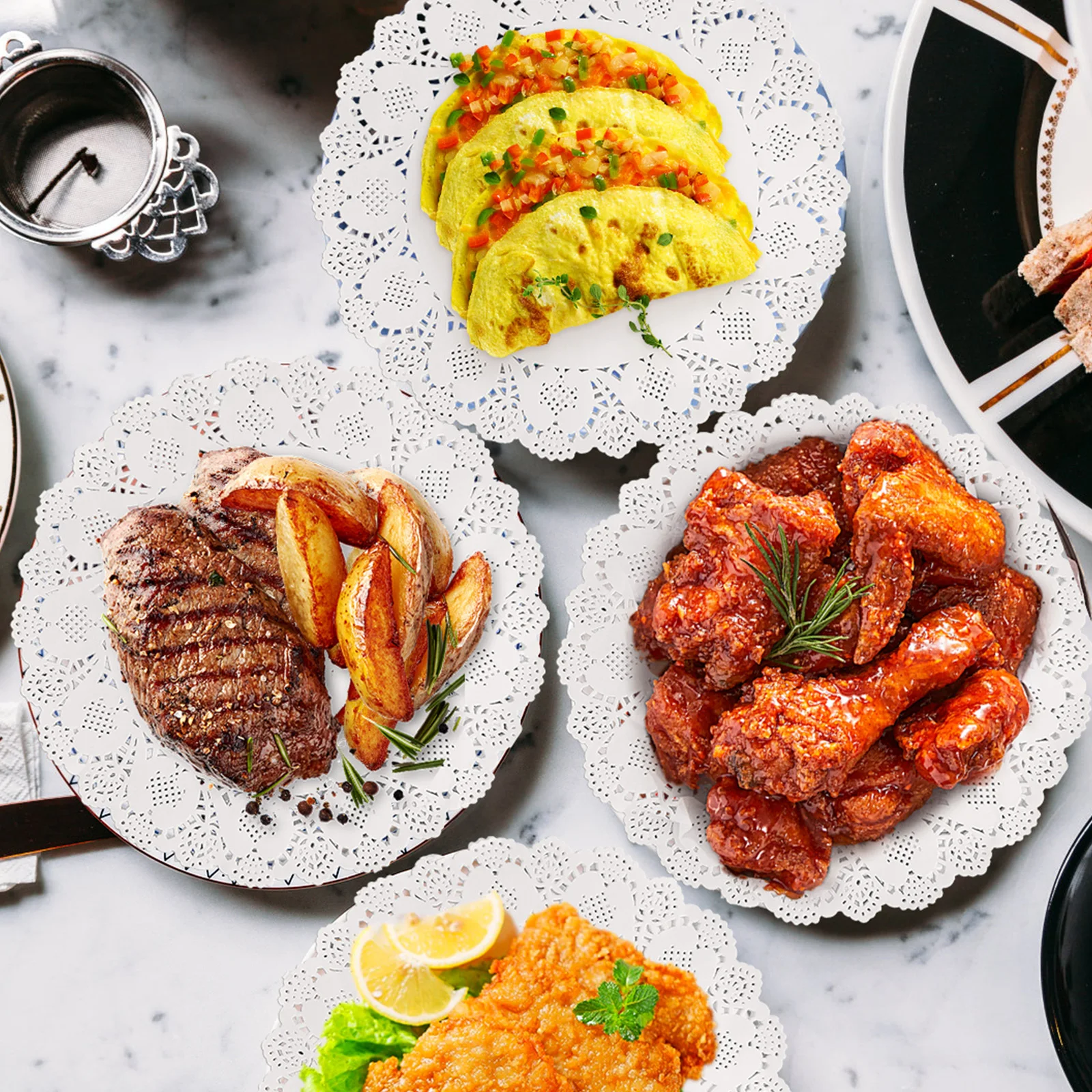 

300Pcs Paper Doilies Lace Oil Absorbing Paper for Cakes Desserts Tableware Kitchen Decor Lace Doilies Doily Round