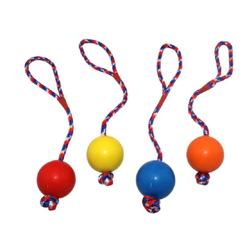

Training Bite-Resistant Pet Ball Solid Rubber Bouncy Ball Rope Pet Toy with Tetherball
