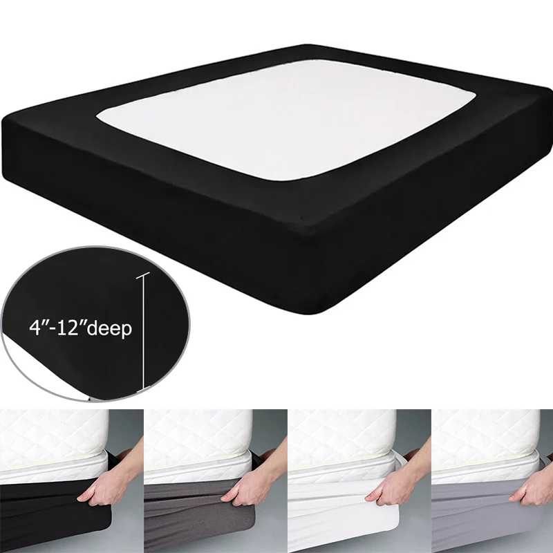 2025 Newest High Elasticity Solid Color New Elastic Bed Box Cover with Four Sides Bed Wrap Box Spring Cover 침대 둘레 침대 상자 덮개
