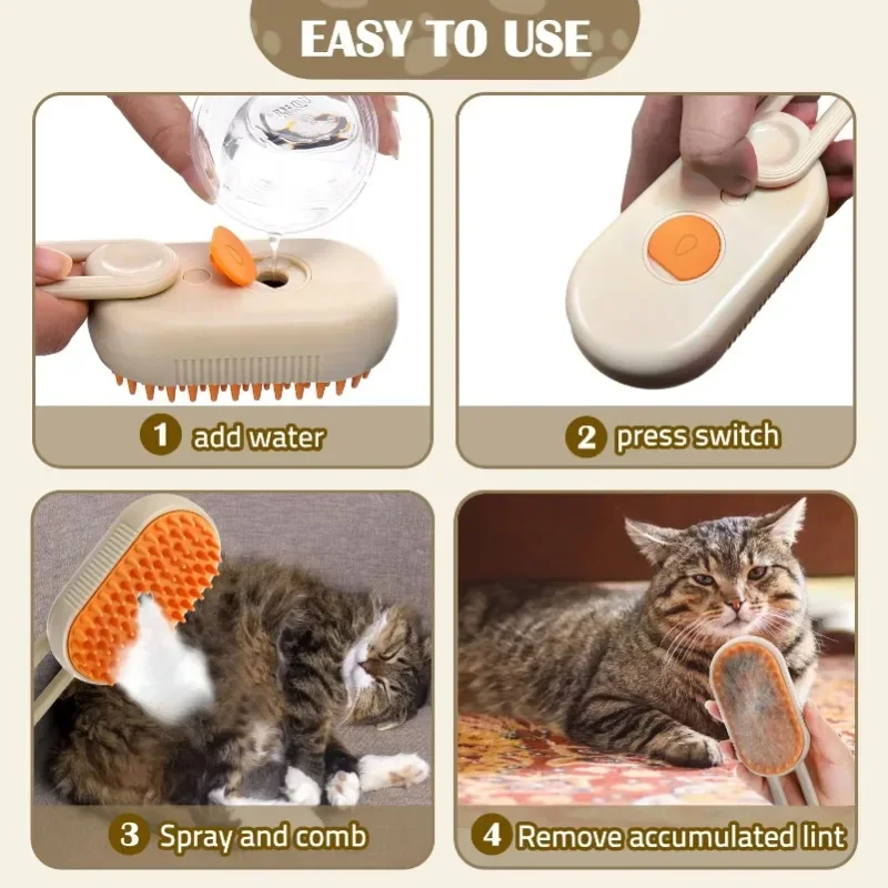 3 in 1 Pet Dog Cat Brush Cat Steam Brush Comb Dog Brush Electric Spray Cat Hair Brushes Massage Pet Grooming Hair Removal Combs