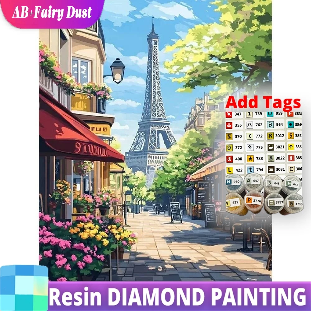 

Resin AB Fairy Dust New Arrival Diamond Mosaic Street Landscape Painting Eiffel Tower Suitable For Beginners DIY Embroidery Uniq