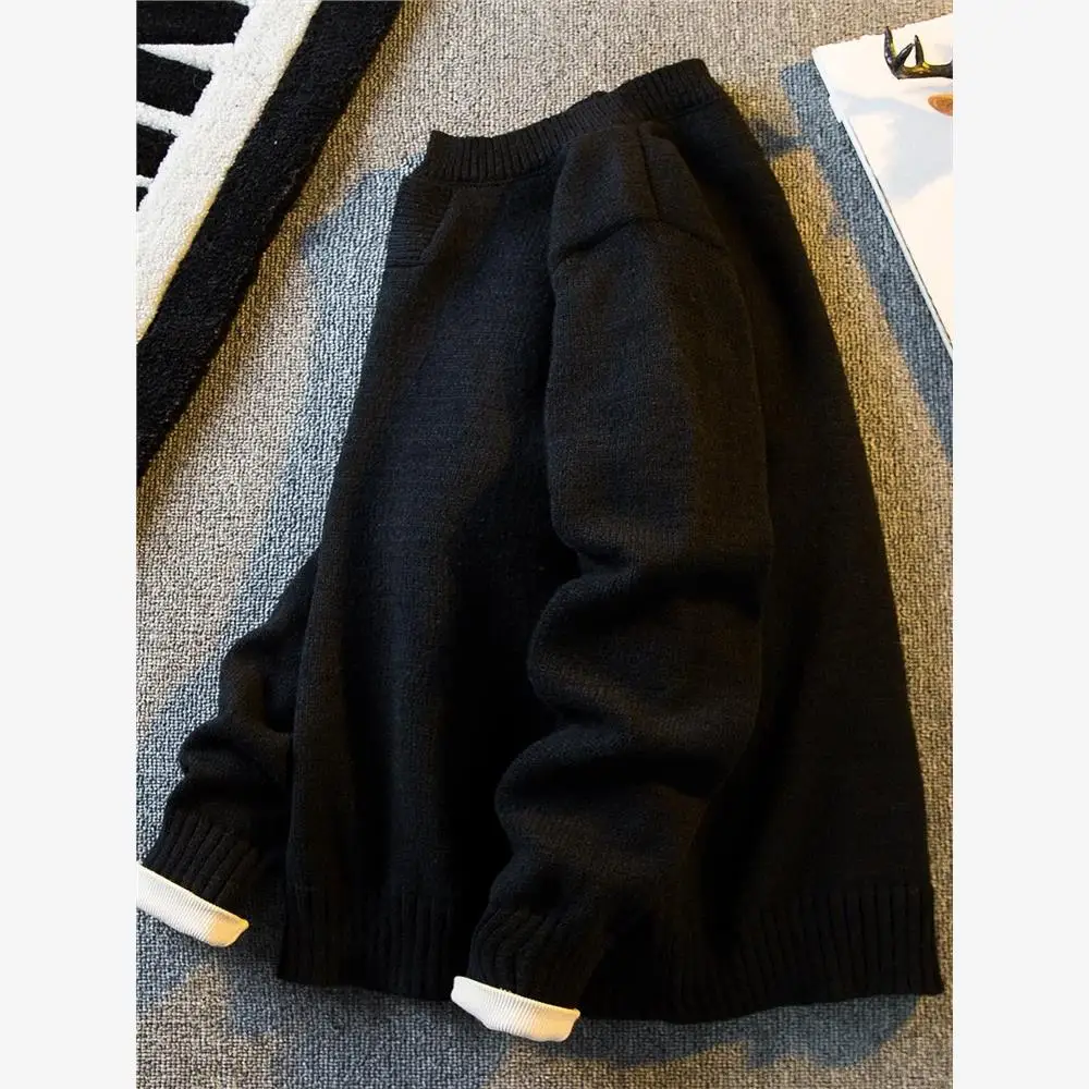 

Men's V-Ne Pure Color Knitwear round Ne Slim Fit Base Layer Sweater Ci Walk Suitable Autumn Winter Collar Easy Care