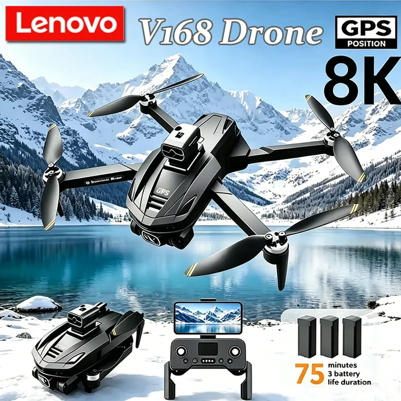 

Lenovo V168 Drone Professional 8K Camera Aerial FPV Brushless Avoiding Obstacle with Large Screen Remote Control Folding Drones