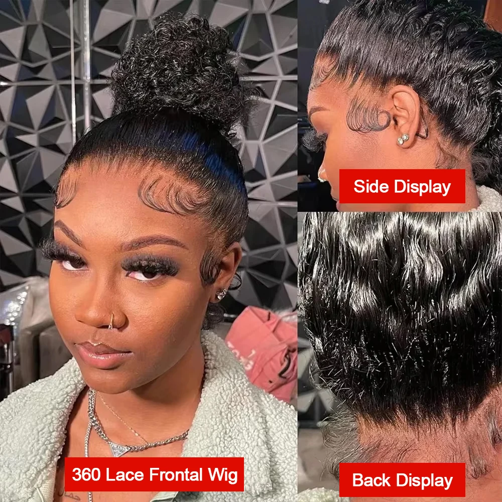 30 40 Inch Deep Wave Frontal Wigs Human Hair For Women 300% Density Curly Human Hair Wigs 360 HD Full Lace Front Water Wave Wigs image 4