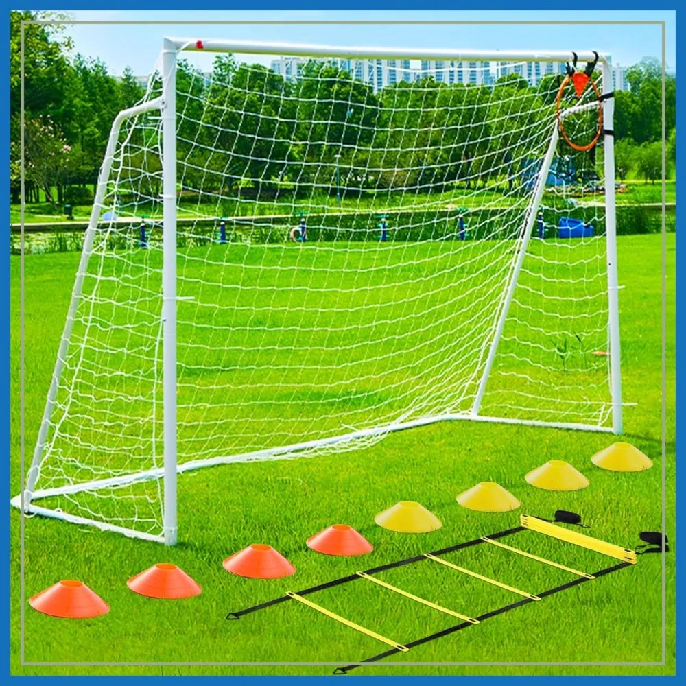 

Soccer Goal 12x6, 10x6.5, 8x6, 6x4FT for Backyard, Metal Frame 2" Steel with Net & Target Net