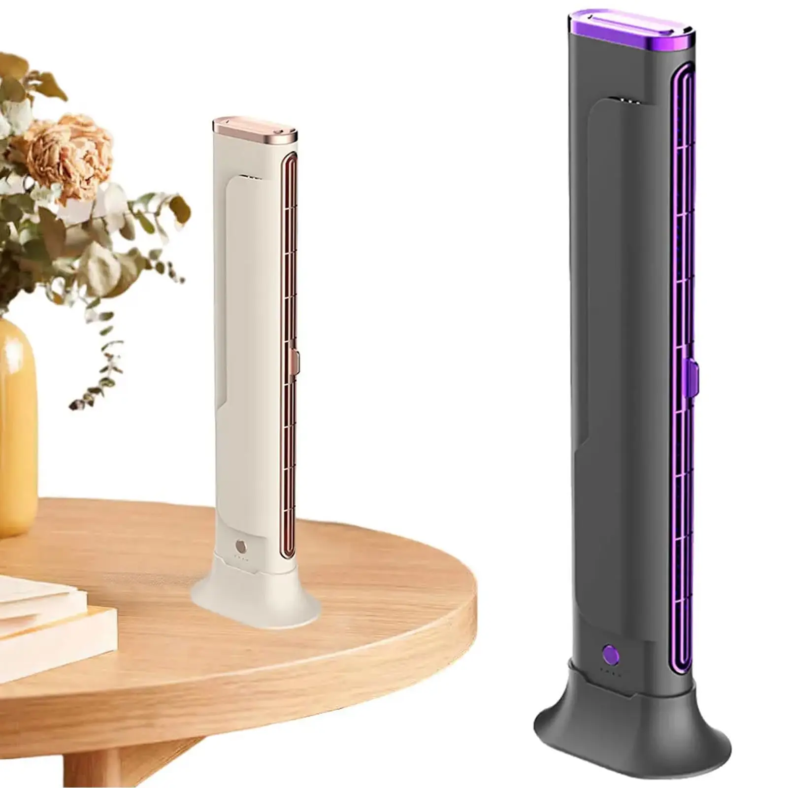 Bladeless Desk Fan With 800mAh Battery 36-45dB Quiet for Office Study Portable USB Fan With 3 Speeds Cordless for Bedroom