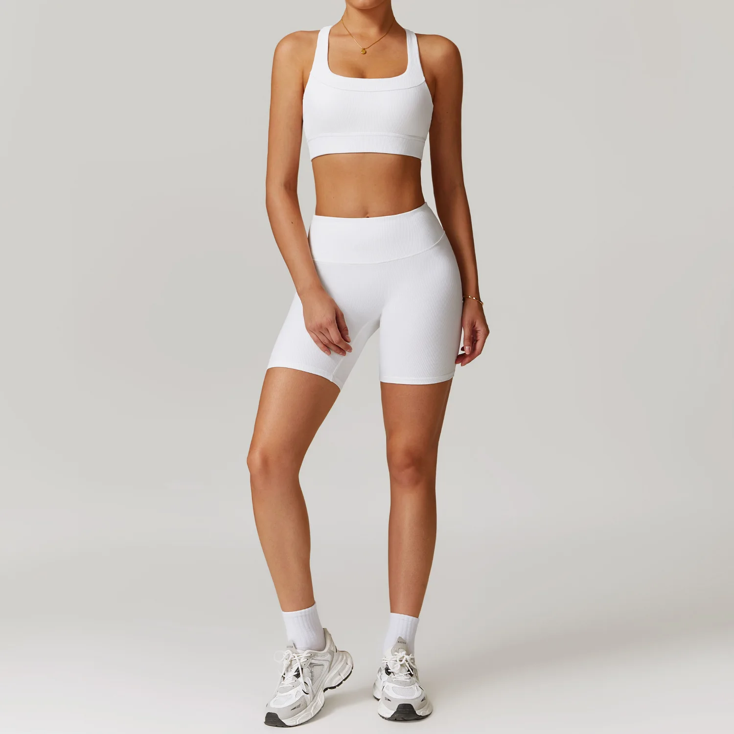 Sexy Women Solid Color Yoga Set 2PCS Gym Clothes Women Sport Bras Workout Tops Yoga Clothes Sports Shorts Leggings Gym Yoga Set image 2