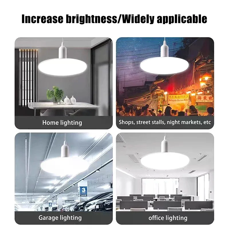 20-200W Indoor Lighting Flying Saucer Light Ceiling Lamp Garage Light LED Bulb AC 220v E27 Base Energy Saving Lamp 1 Piece